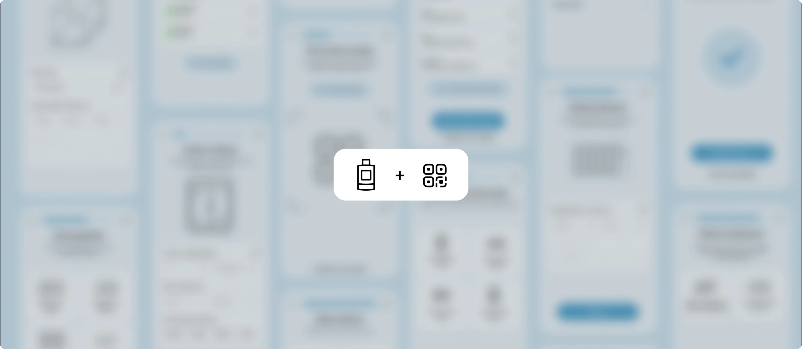 Termios app screens, blurred, with the app icon and QR pairing mark